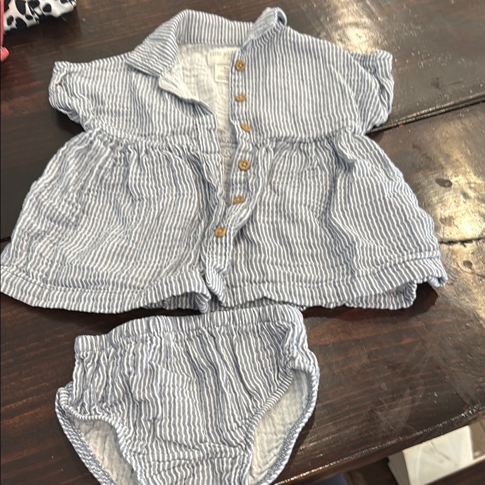 Little Planet Organic Cotton 3 months unisex Striped Blue Kids Outfit